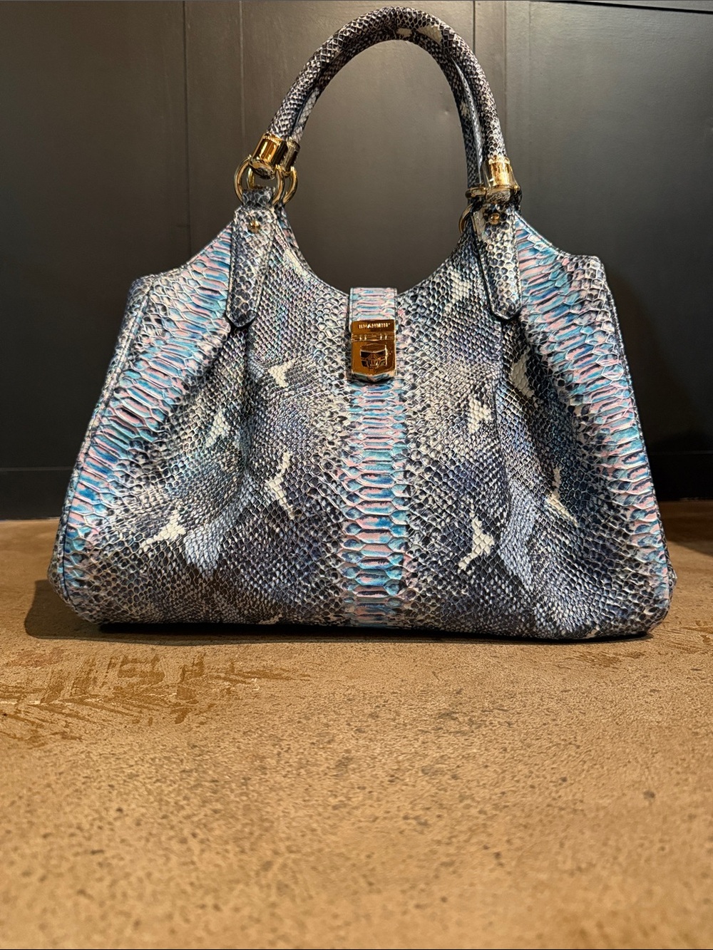 Brahmin Elisa Leather Satchel with Turnlock